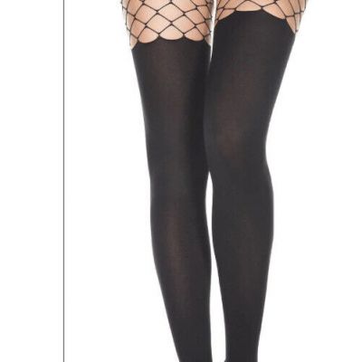 Fashion Nova Music Legs Kaylee Top Fishnet Insert Opaque Tights OS